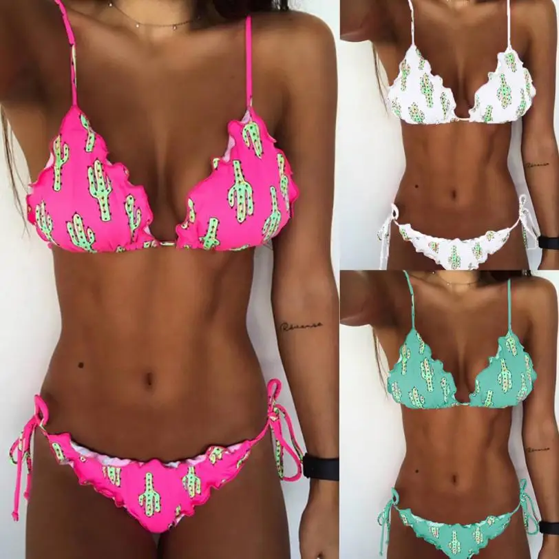 Купальник женский 2018 сексуальный с принтом бюстгальтер наборы купальный костюм