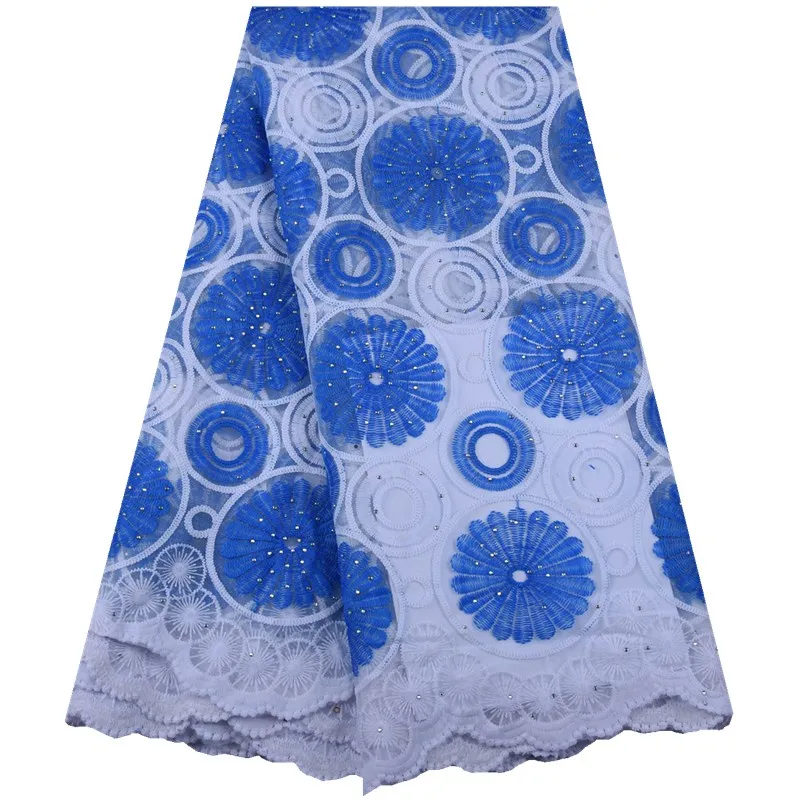 

Blue Circular Pattern Milk Silk Lace African Lace Fabric 2019 High Quality Lace With Stones Embroidery French Lace Fabric S1564