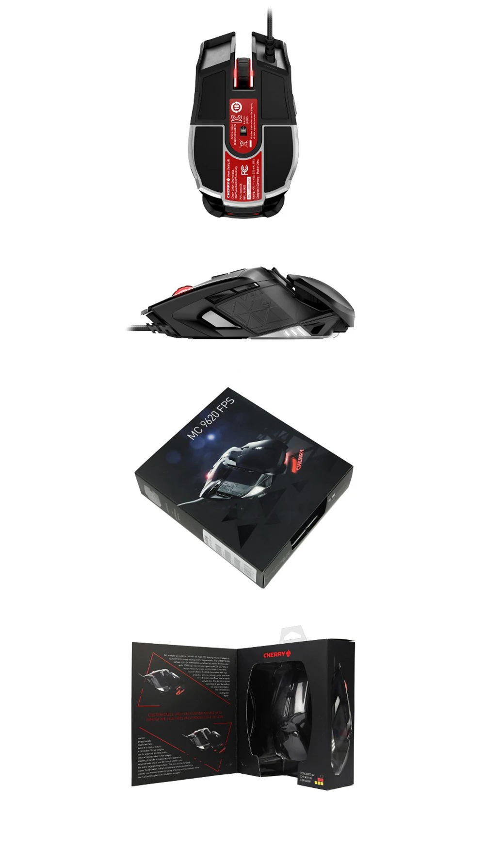 Оригинальная проводная мышь CHERRY CM9620 Esport, игровая оптическая мышь 16,7 миллионов RGB, регулируемая 12000 точек/дюйм, 9 программируемых кнопок