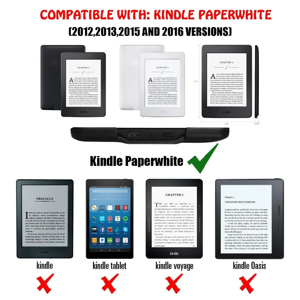 Магнитный чехол накладка из искусственной кожи и ТПУ для Amazon Kindle Paperwhite 1/2/3 (5 го 6 7