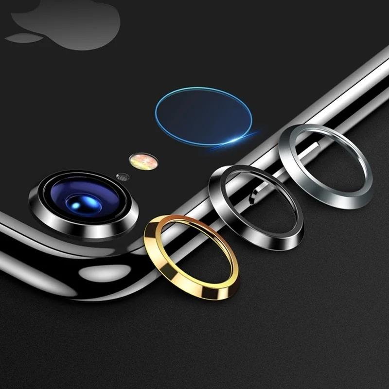 Metal Camera Lens Protective Ring+ Lens Protector 6D Transparent Tempered Glass Film For iPhone 6 6s Plus 7 8 Plus X XR XS Max