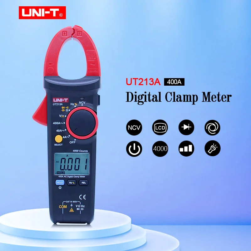 

UNI-T UT213A True RMS 400A Digital Clamp Meter AC/DC/Resistance/Capacitance/Frequency/ Clamp Digital Multimeter
