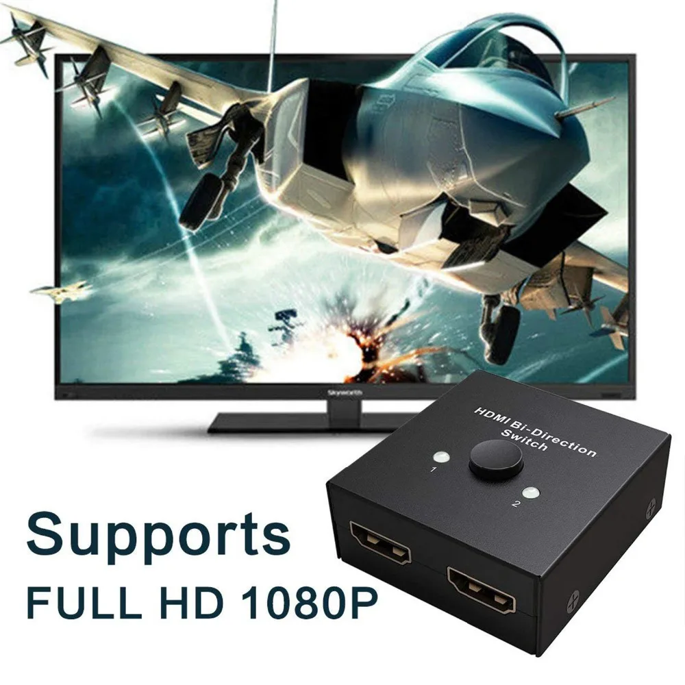 Переходник HDMI разветвитель, мини-переключатель HDMI двунаправленный вход, высокое разрешение, поддержка Ultra HD 4 K, 3D, 1080 P, для HDTV/DVD/DVR и т. Д
