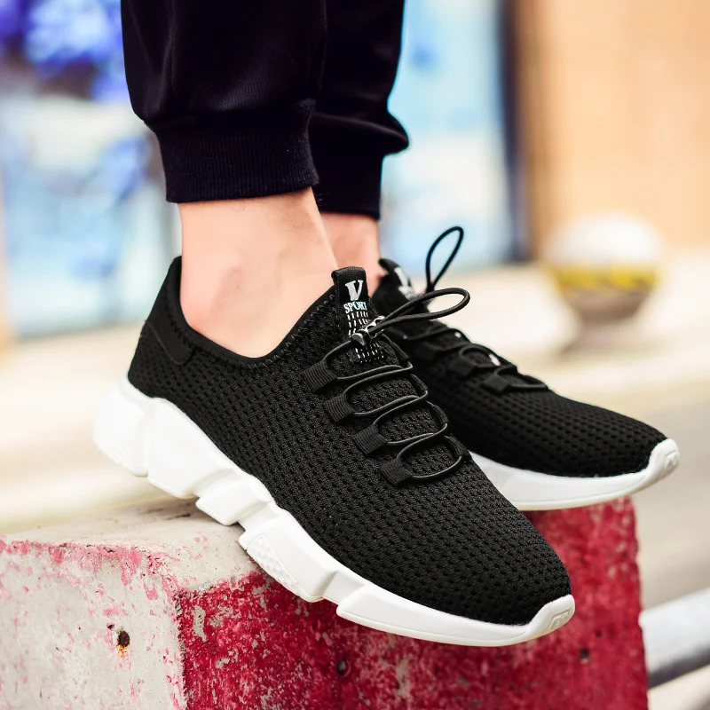 Spring Summer Black Trail Running Shoes Lightweight Sneakers For Male Sport Mesh Conformatable sepatu pria | Спорт и развлечения