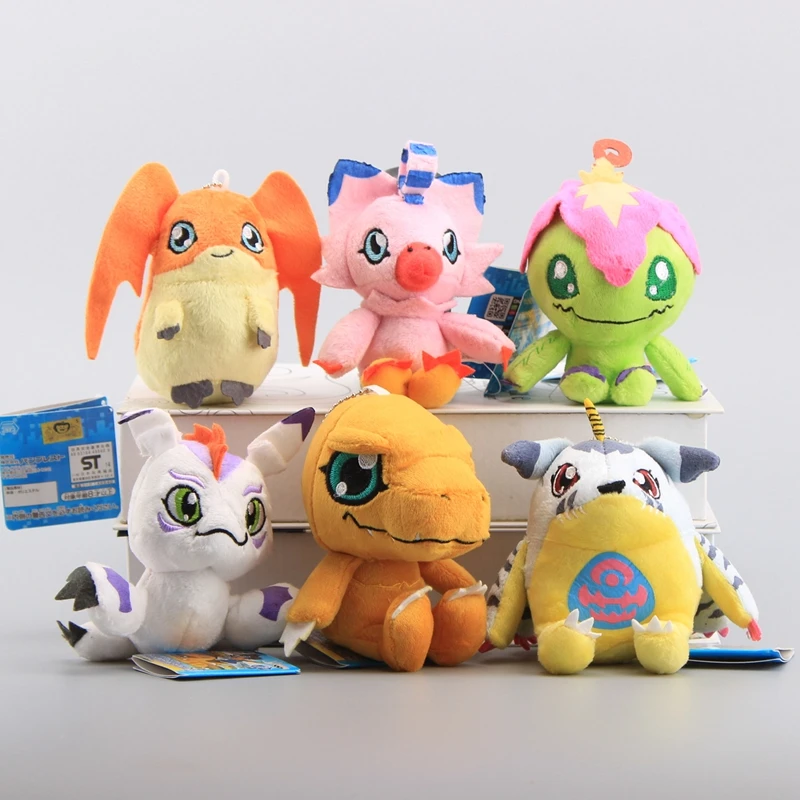 5 стилей Digimon Agumon Gabumon Patamon Gomamon милый мини плюшевый кулон милый брелок 12 см