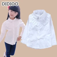 school uniform children white blouse for girls blouses cotton long sleeve girls shirts lace tun down clollar big kids clothes