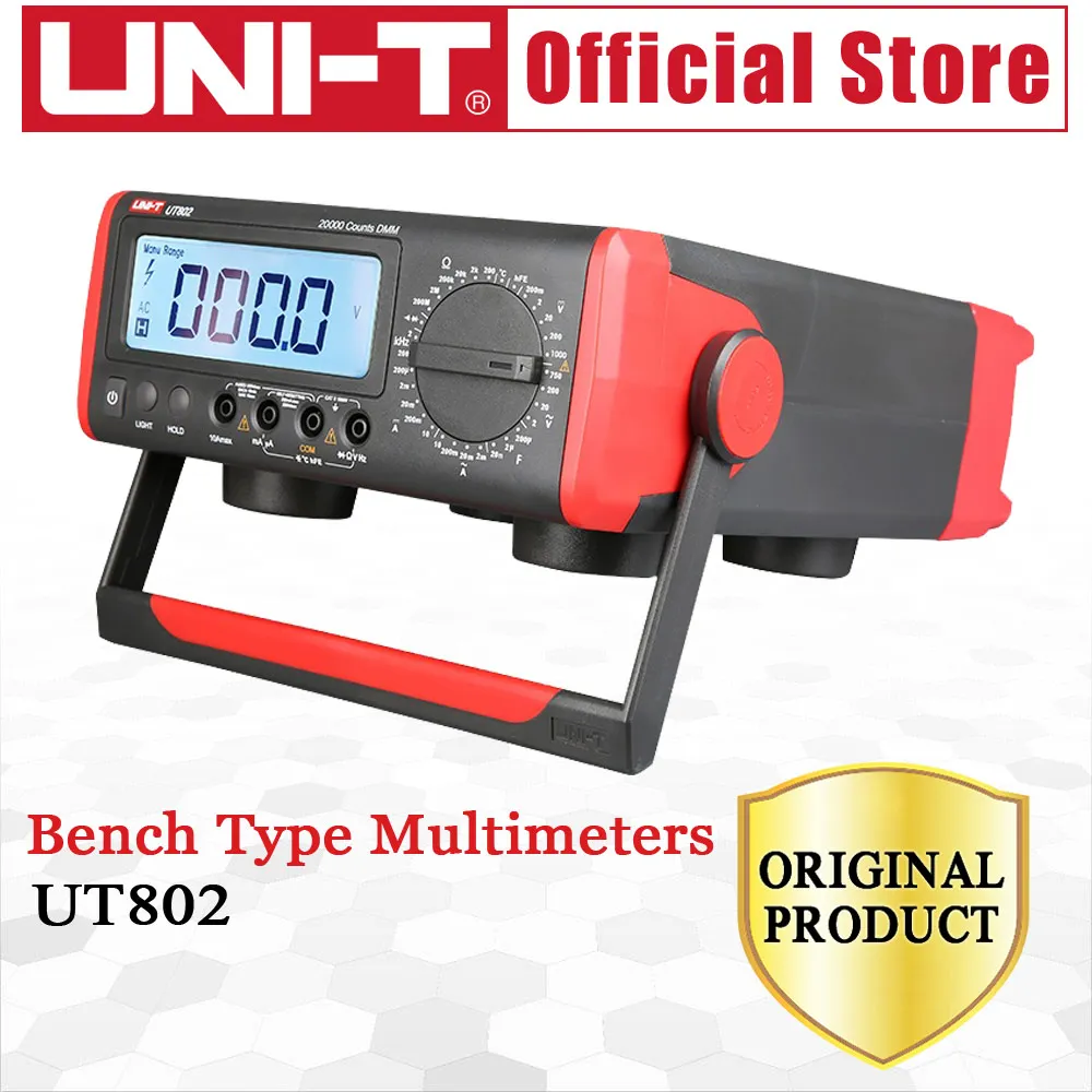 UNI T UT802 цифровой мультиметр с ЖК дисплеем настольного типа Вольт Ампер Ом Емкость