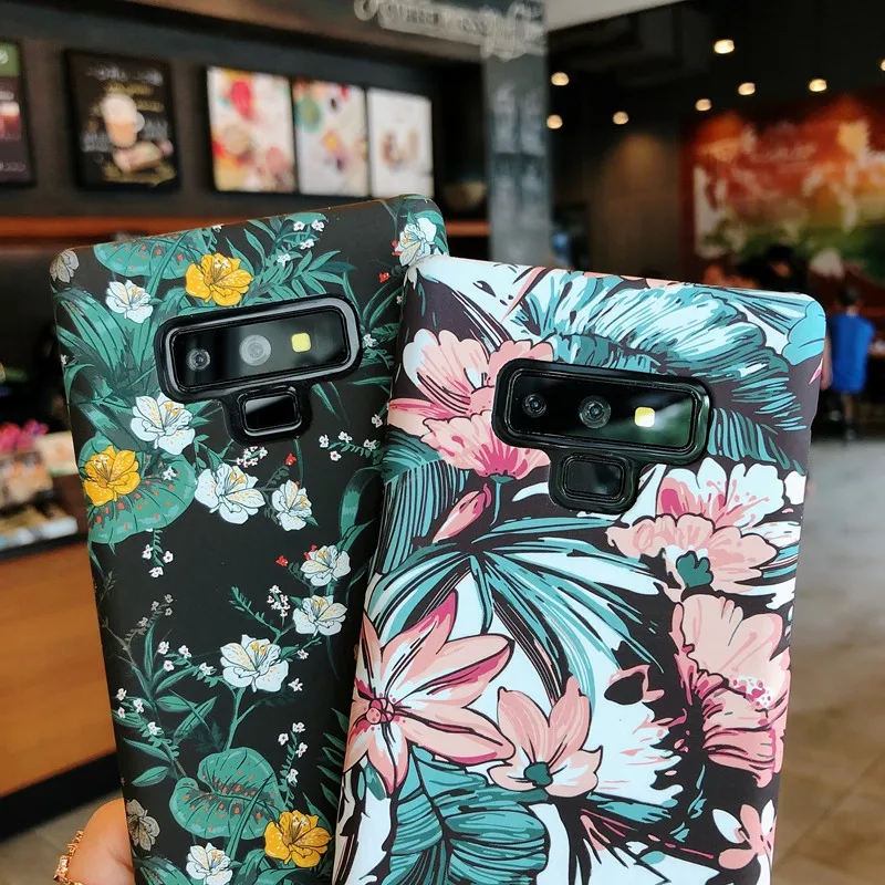 Note9 Luminous Flower Leaves Case for Samsung Galaxy Note 9 8 Hard Thin Cover Coque S8 S9 Plus s8plus Cases |