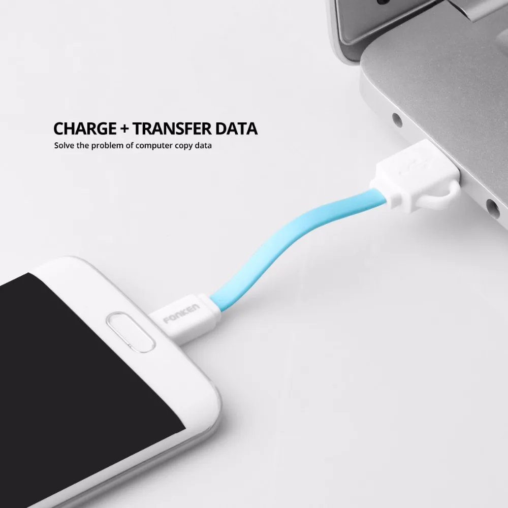Кабель Micro USB FONKEN короткий зарядный кабель для телефона 10 см 2 4 А 0 1 м зарядки мини