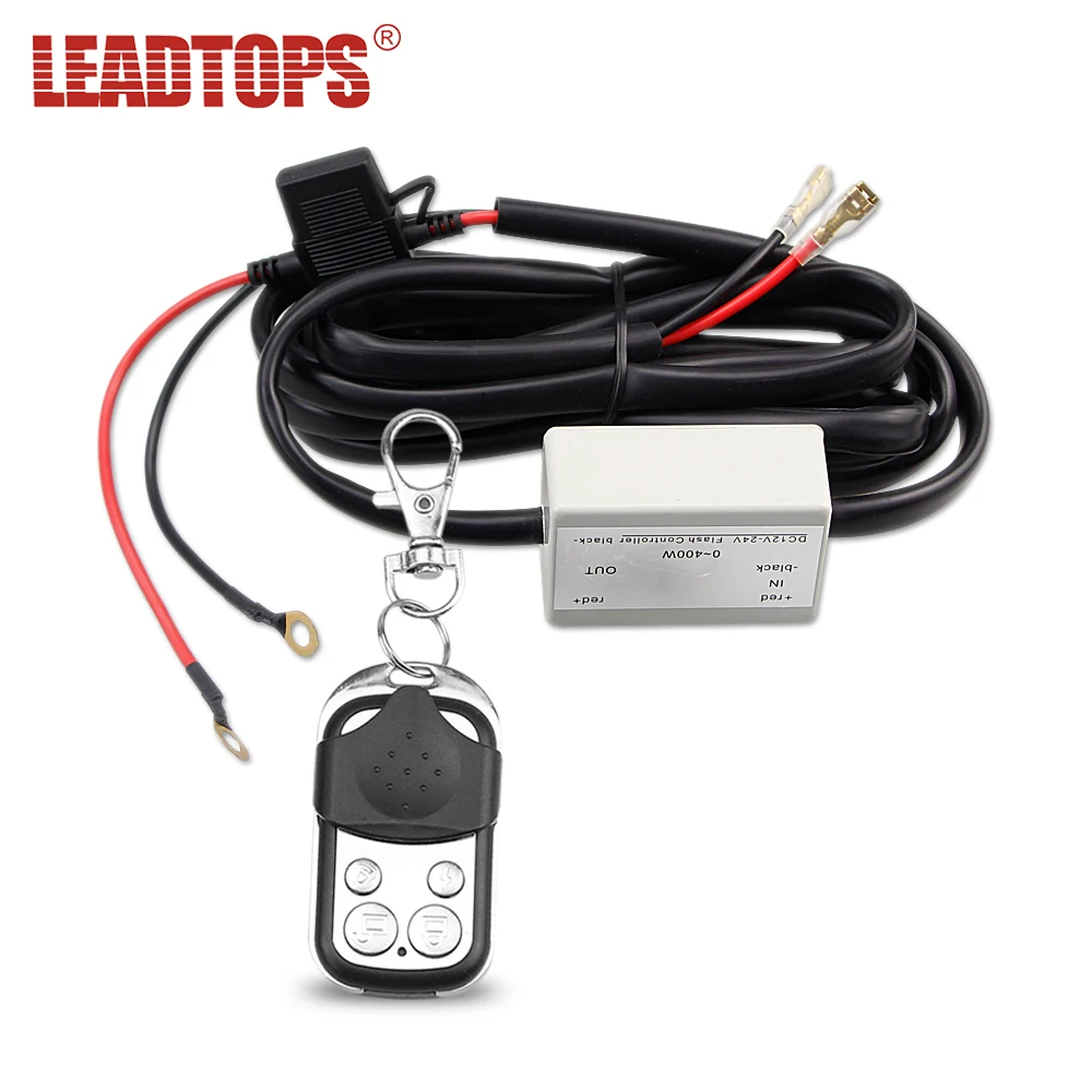 

LEADTOPS 1PCS Max 400 Watts Load Harness Relay ON-OFF-Strobe RF Wireless Remote Control Switch Kit 12V 40A LED Light bar CC