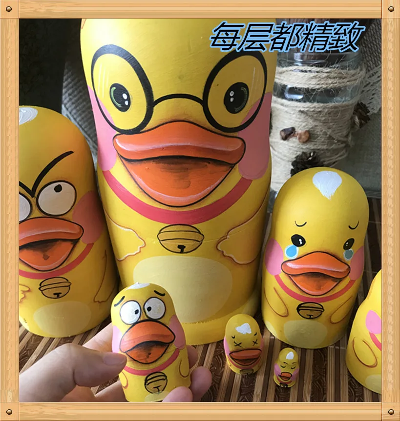 7 шт мультяшная утка Матрешка кукла животные ручная краска матрешка куклы