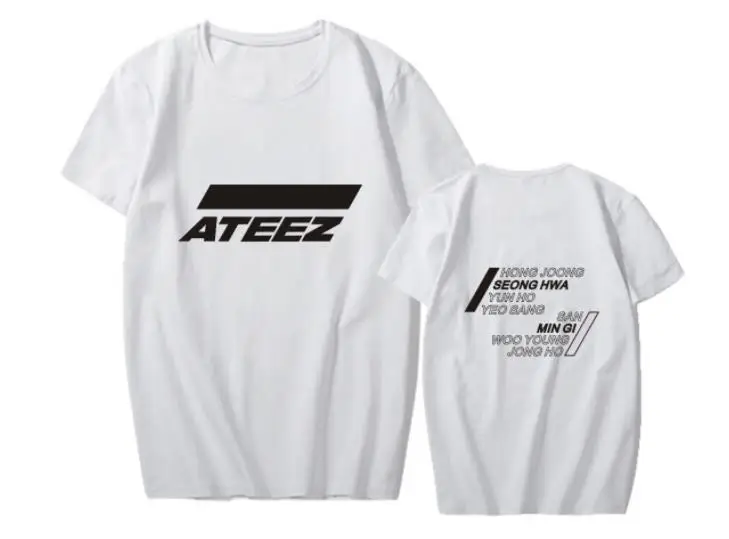 Летний стиль ateez имя члена печать Круглая горловина с коротким рукавом Футболка