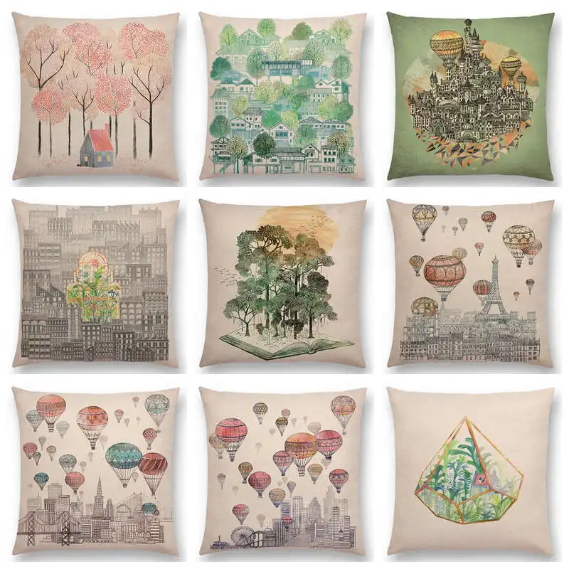 Лидер продаж Декоративная Подушка для домашнего декора в виде помещения деревни