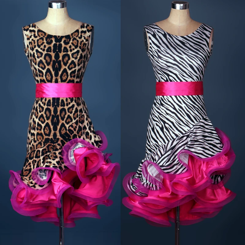 

Latin Dance Dress Women Zebra/Leopard Grain Latin Ballroom Dancing Dresses Cha Cha/Rumba/Samba Dance Clothing Vestido De Danza