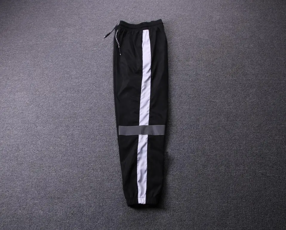 

Patchwork men reflective hip hop pants side stripe streetwear night jogger sweatpants women casual trousers pantalon hombre