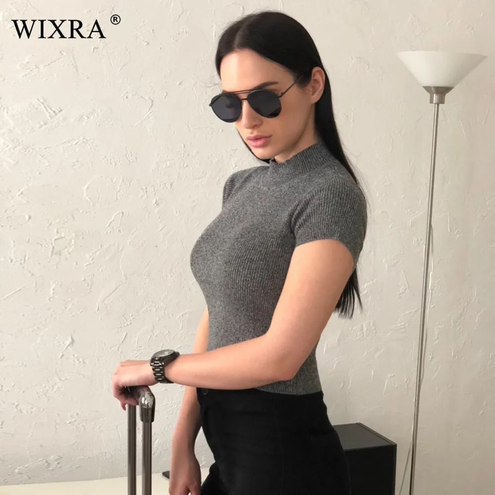 Женский базовый свитер с люрексом Wixra повседневный вязаный свитер-водолазка