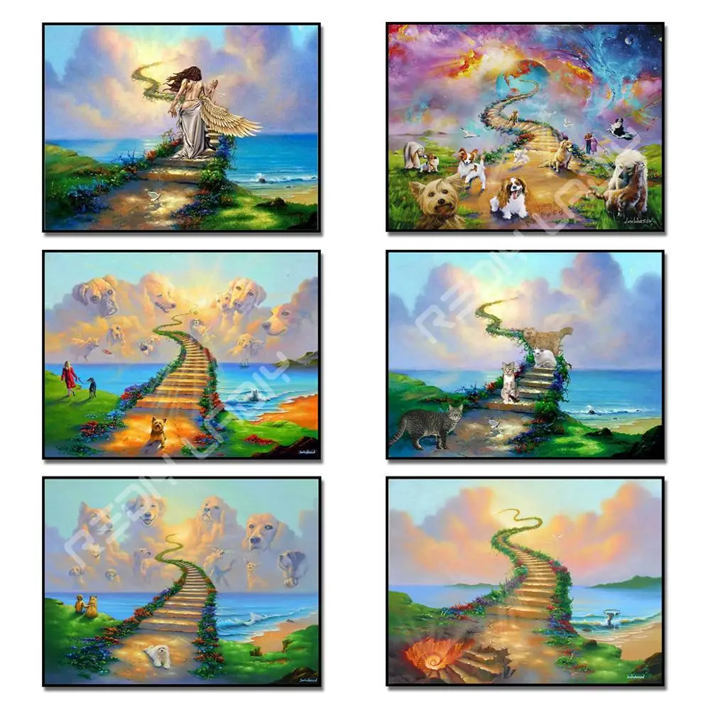 

Алмазная вышивка пейзаж, картина, выложенная алмазами домашних животных на небесах камни в форме ромба/круглый Алмазная мозаика картина Ст...