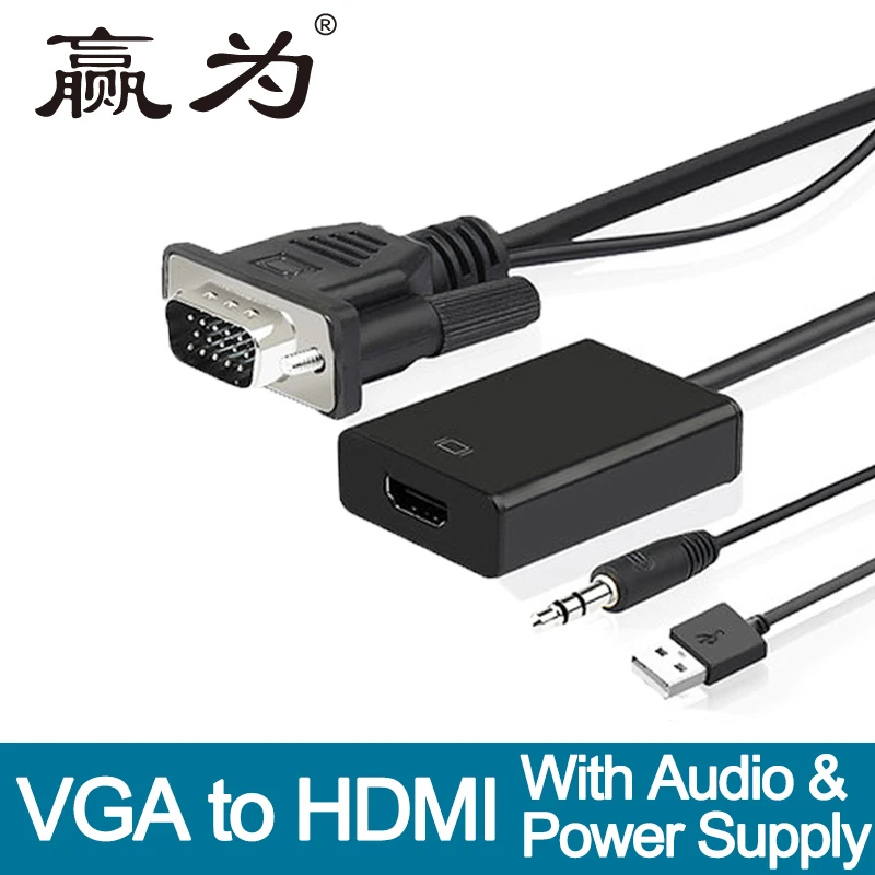 VGA в HDMI видео кабель преобразователя с аудио и USB Питание 1080 P адаптер для