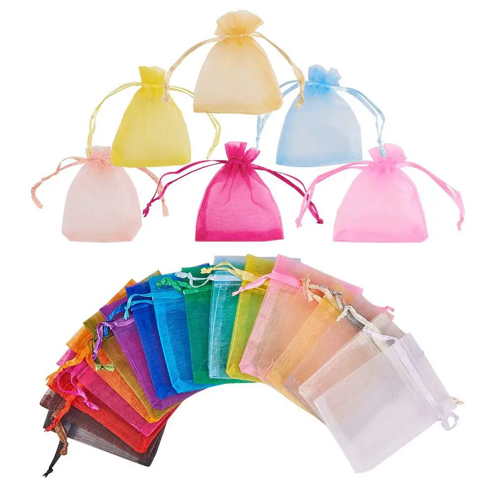 

New 100Pcs/Set Mini Mixed Color Drawstring Candy Jewelry Storage Mesh Bag Container Сумки для хранения