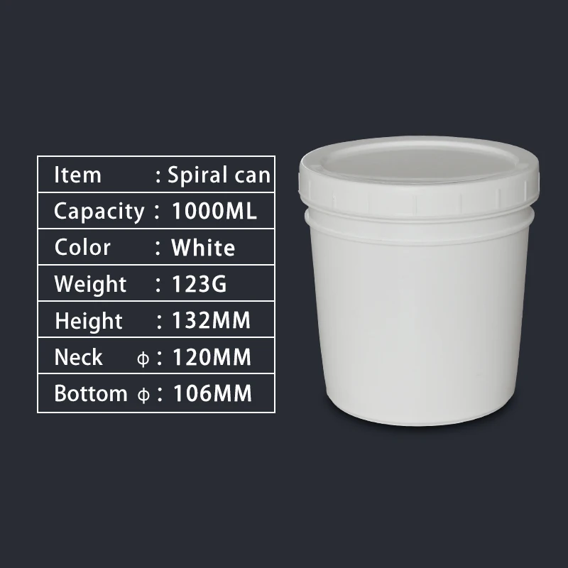 Spiral cans cone 20 шт./лот пластиковая банка с внутренней крышкой 1000 мл пищевой контейнер для хранения пасты, краски, клея, крема герметичные - Цвет: Spiral cans cone