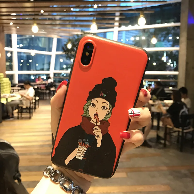 Newst Original playful girl Phone Cases for iPhone x Case For Apple iphone6 6Plus 6SPlus Coque IMD TPU Red Covers Capa Fundas | Мобильные