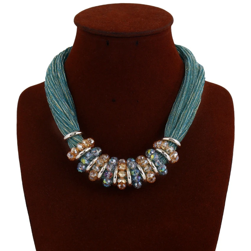 DiLiCa Women Fashion Statement Necklace Handmade Simulated Pearl Crystal Charms Chokers Necklaces Boho Choker Ribbon | Украшения и