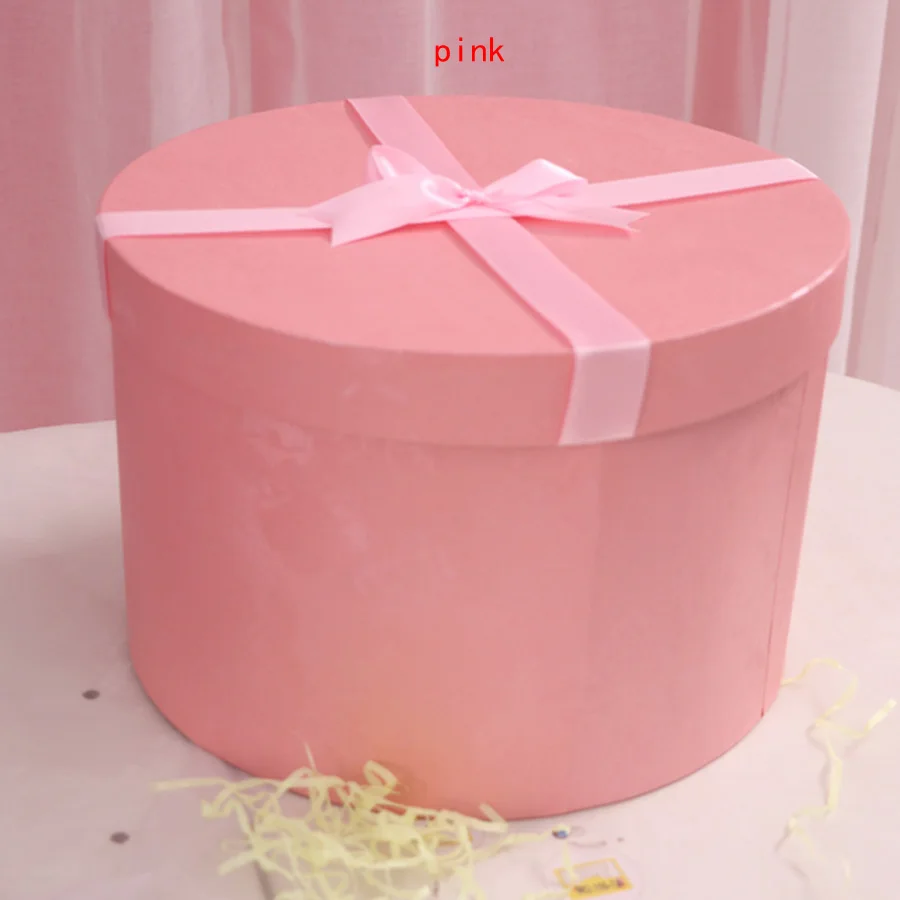 pink 45x20 см Подарочная бумажная коробка с цветами, однотонная круглая картонная коробка, День Святого Валентина, Свадебная вечеринка, украшение для дома, подарок - Цвет: pink