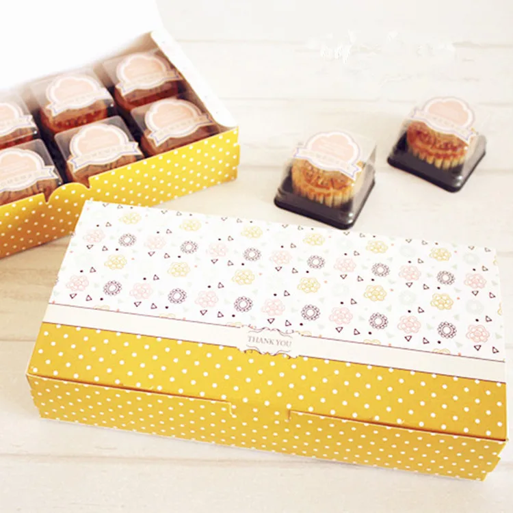 

Free shipping yellow flower decoration long cookie dessert candy bakery package box cake gift packing boxes favors