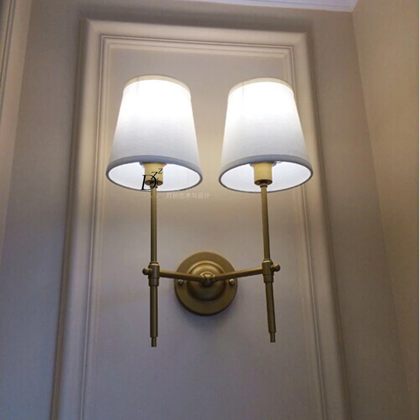 Nordic American country IKEA retro fashion wrought iron wall sconce lamp bedside aisle lights hall mirror front lamps study |