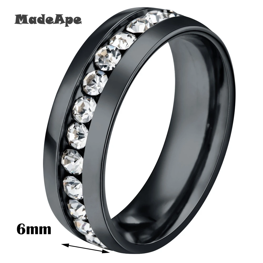 Женские кольца MadApe из титановой нержавеющей стали 6 мм с фианитом объемные модные