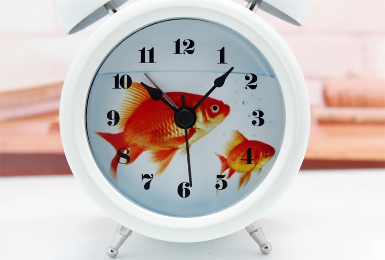 Мода творческий милый золотая рыбка чаша металлический колокол будильник
