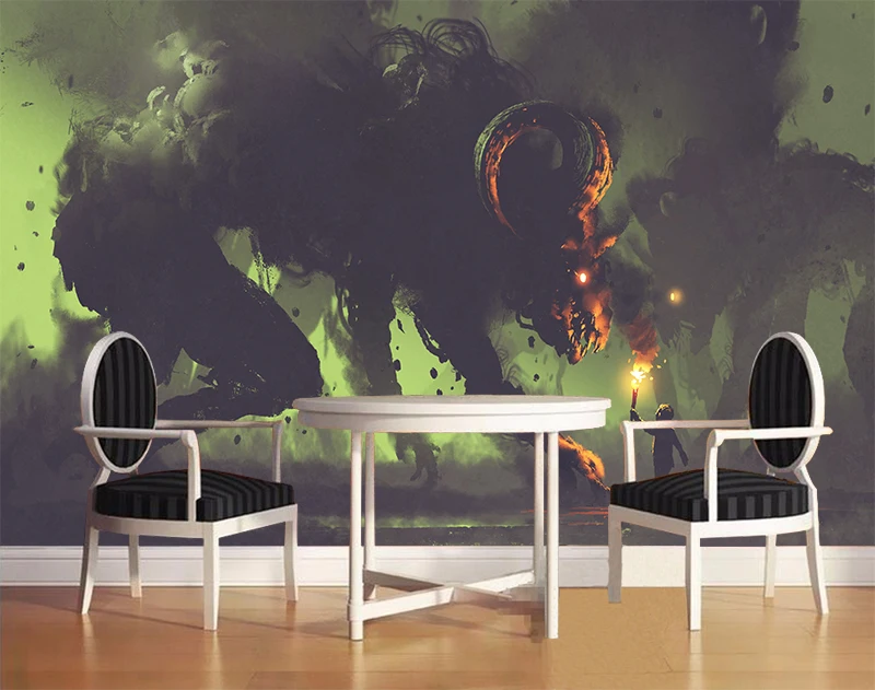 

Custom 3D Wallpaper A Monster Robot and A Little Boy with a Torch Poster Cafe Bar Home Decor Wall Sticker