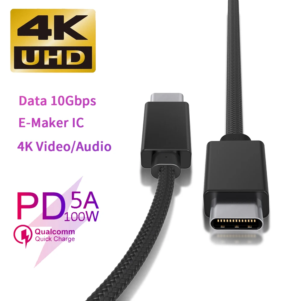 5А usb type C к USB C 100 Вт PD кабель 1 м 2 м Быстрая зарядка 4,0 USB 3,1 Быстрая зарядка кабель для Macbook Pro samsung Galaxy S9