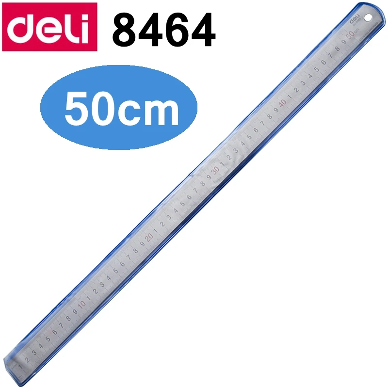 50cm 1 шт. Deli 8461/8462/8463/8464 офисный стол стальная линейка прямая Линейка металлическая линейка Нержавеющая Сталь Линейка 15 см 20 см 30 см 50 см - Цвет: 50cm