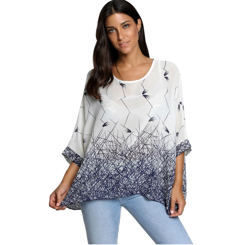 Женская шифоновая блузка с коротким рукавом цветочным принтом|chiffon tops|blouses plussummer