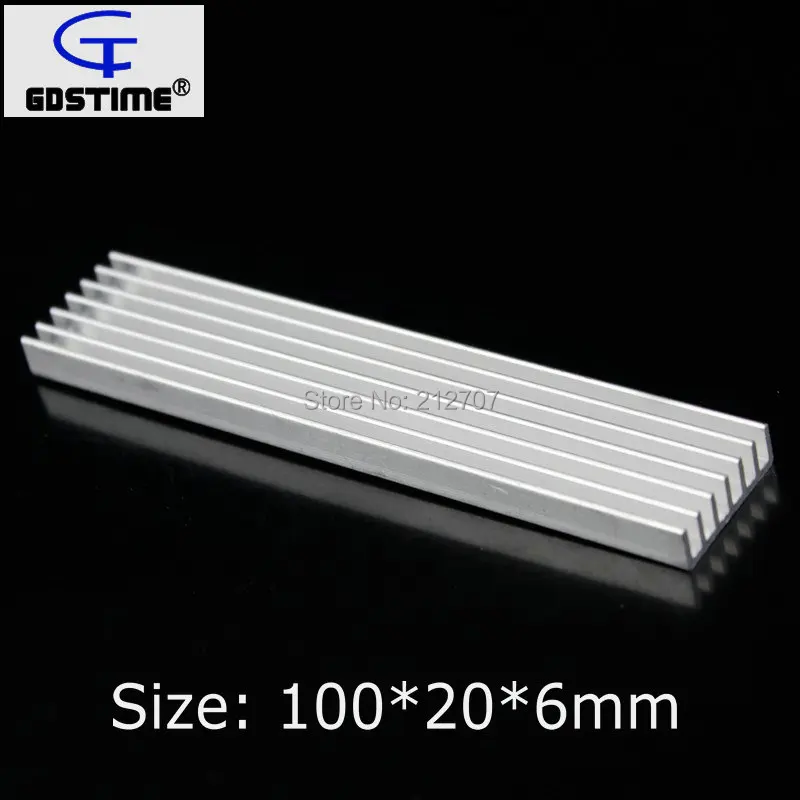 2 шт./лот Gdstime 100x20x6 мм DIY экструдированный радиатор светодиодный алюминиевый радиатор