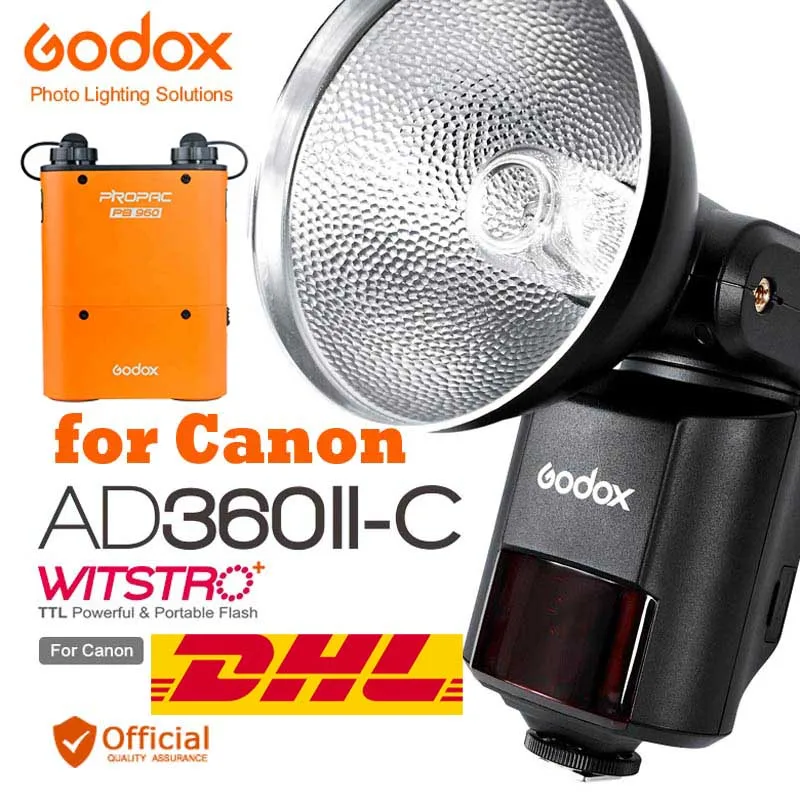 

Free DHL Godox AD360II-C TTL 360W GN80 Powerful Speedlite Flash Light PB960 Lithium for Canon EOS Camera 6D 70D 5D Mark III 1D X