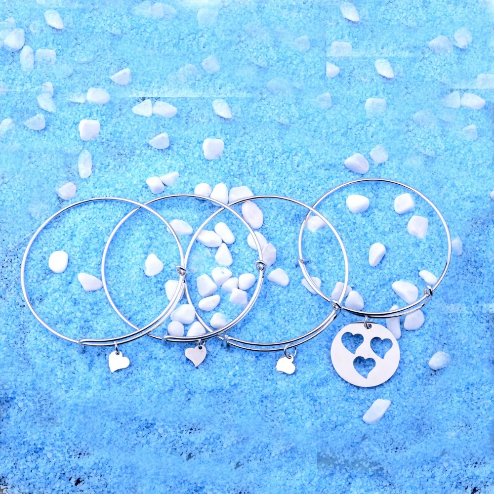 4 шт. браслет с подвеской в виде сердца из нержавеющей стали женские вечерние