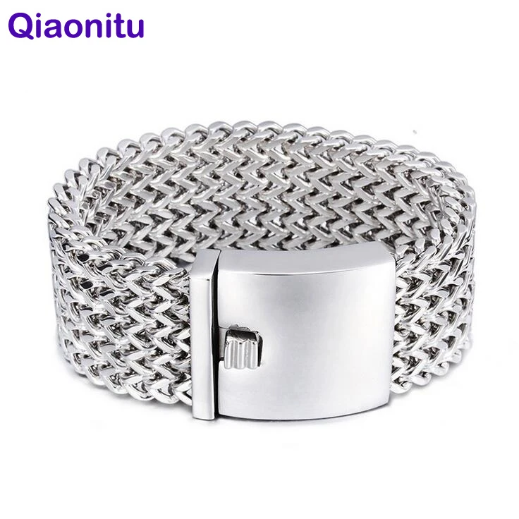 30MM Wide Heavy Punk Rock Men Link Mesh Bracelet Jewelry Boys Hiphop 316L Titanium Stainless Steel Biker Bracelets Men's Bangle |
