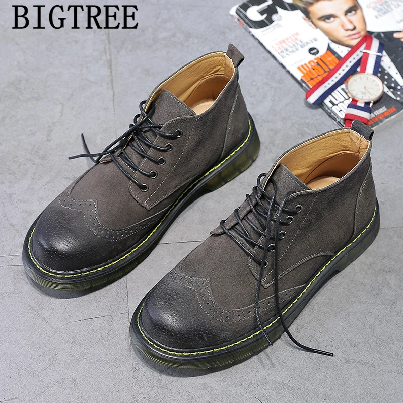 

Brogue Shoes Men Boots Genuine Leather Ankle Boots Men Designer Shoes Desert Boots Military Men Brand Zapatos De Mujer Ayakkabi