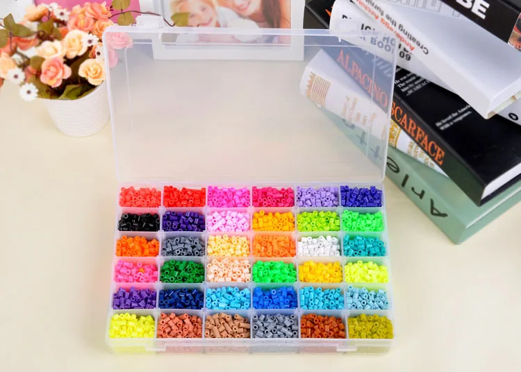 Бусины Perler 36 цветов, 12000 шт. в коробке, набор бусин 5 мм Hama, бусины-предохранители из пищевого ЭВА для детей, Развивающие головоломки, игрушки