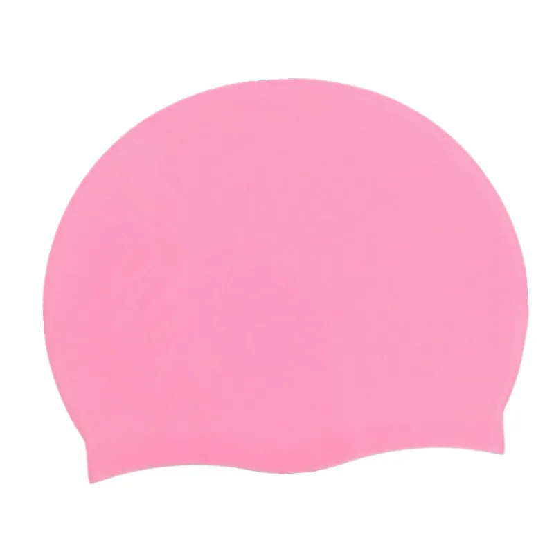 Розовый Professional Silicone Waterproof Swimming Caps Ear Protection Solid Pool Beach Swim Hat for Long Hair Swimming Cap for Men/Women - Цвет: Розовый