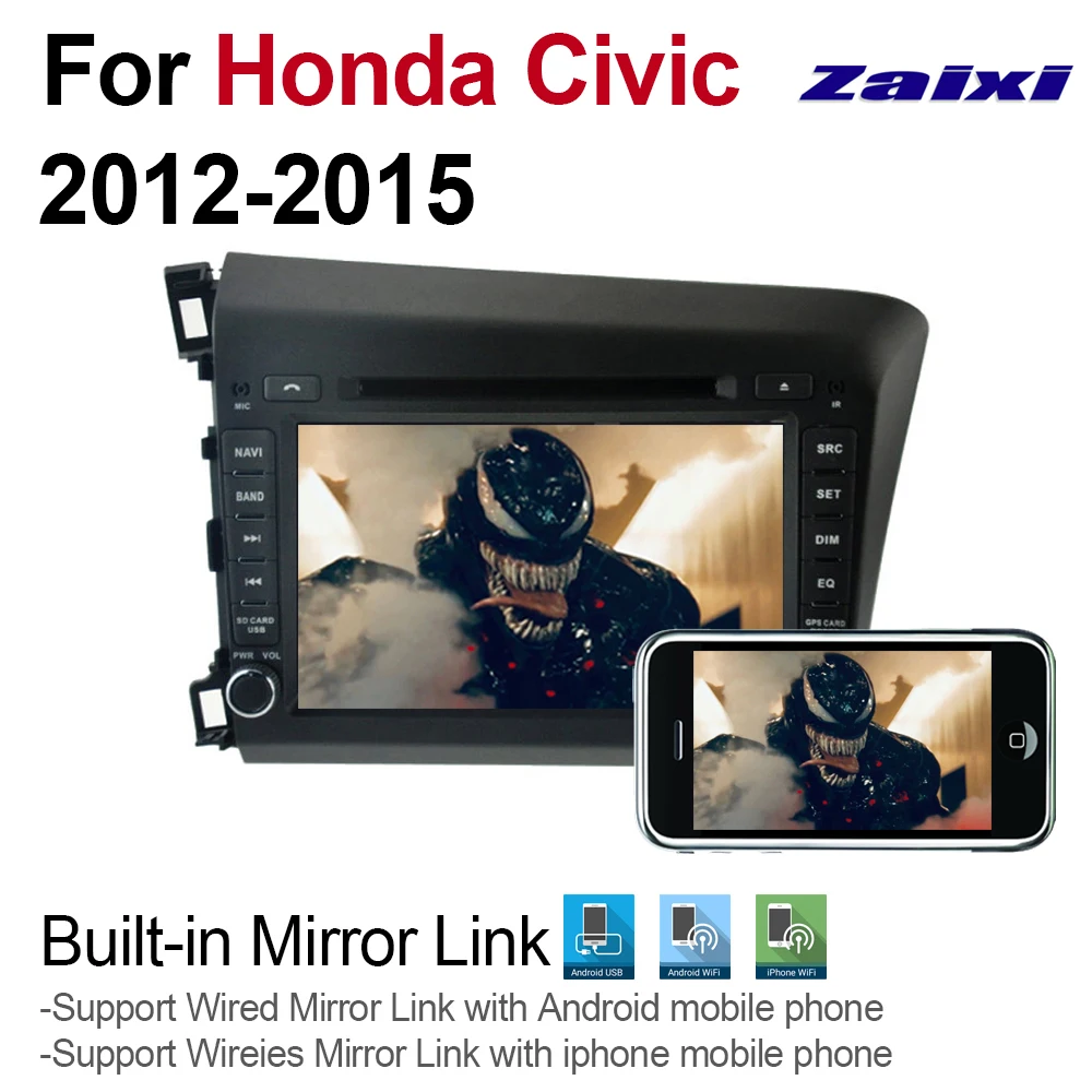 ZaiXi 4 ГБ android 9 0 автомобильный dvd плеер для Honda Civic 2012 ~ 2015 Мультимедиа GPS навигация