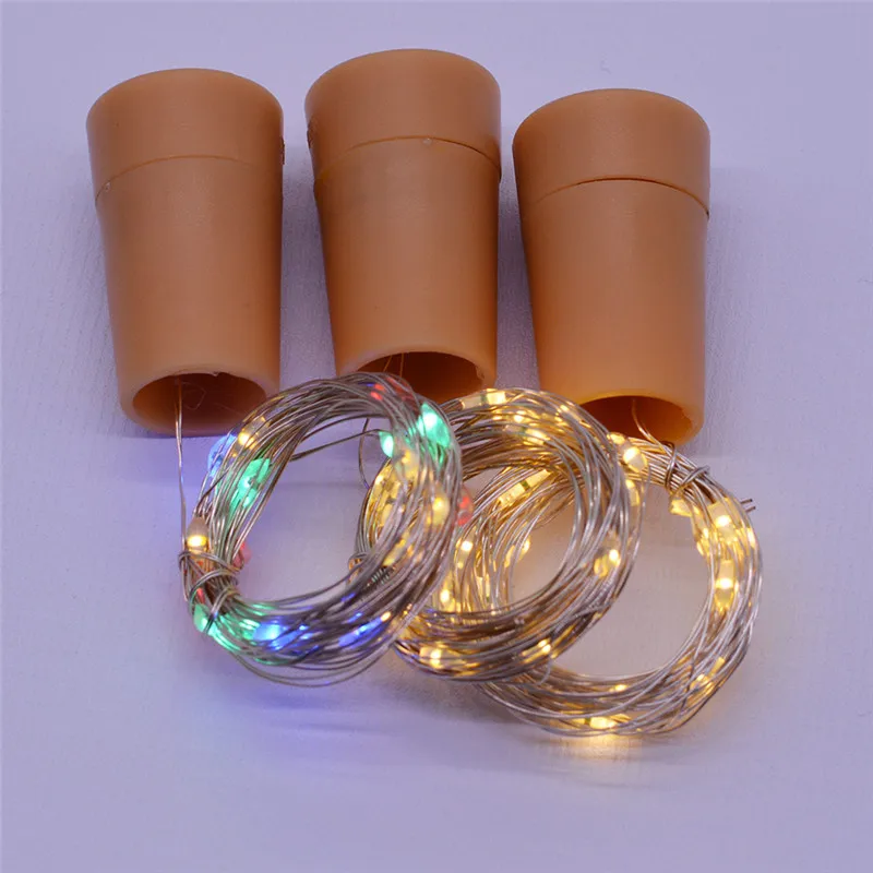 2 м 20LED серебряная проволока Сказочная гирлянда пробка для бутылок стекла