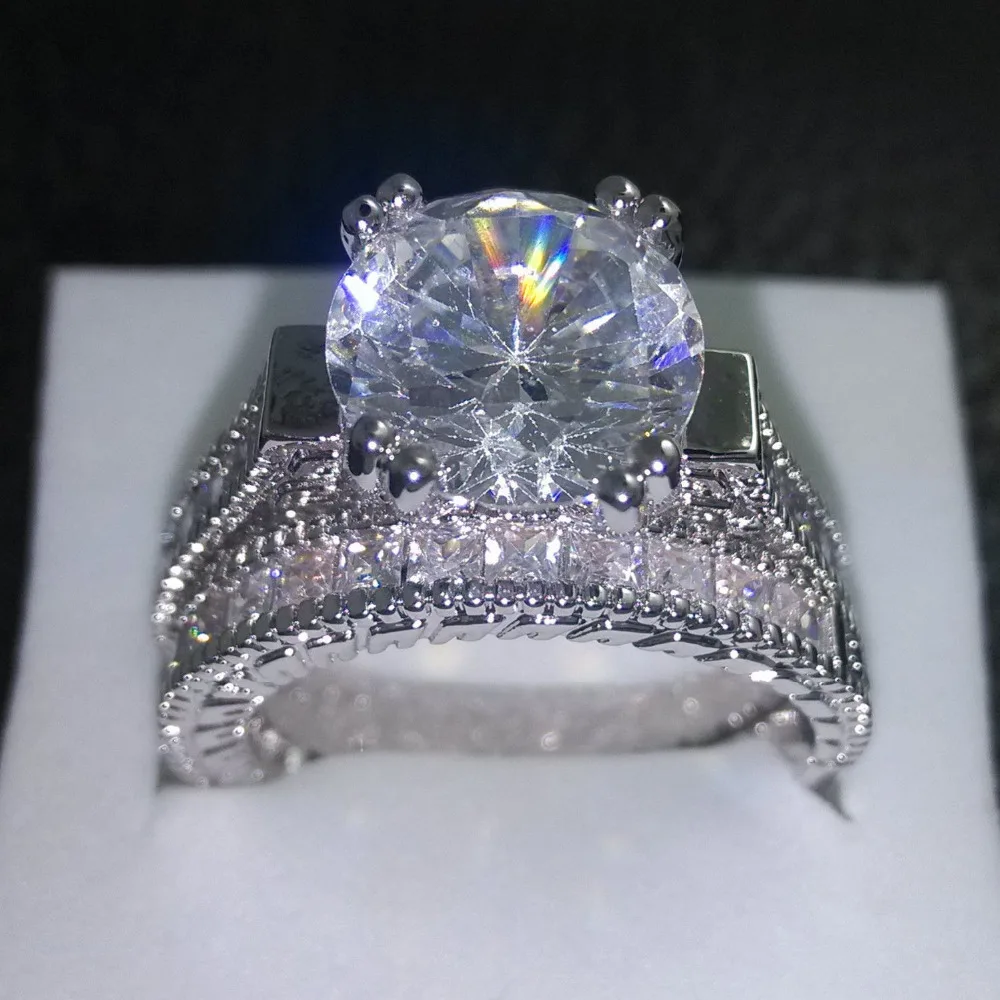 Размер 5 10 choucong винтажное ювелирное изделие модное 14KT белое золото круглый вырез