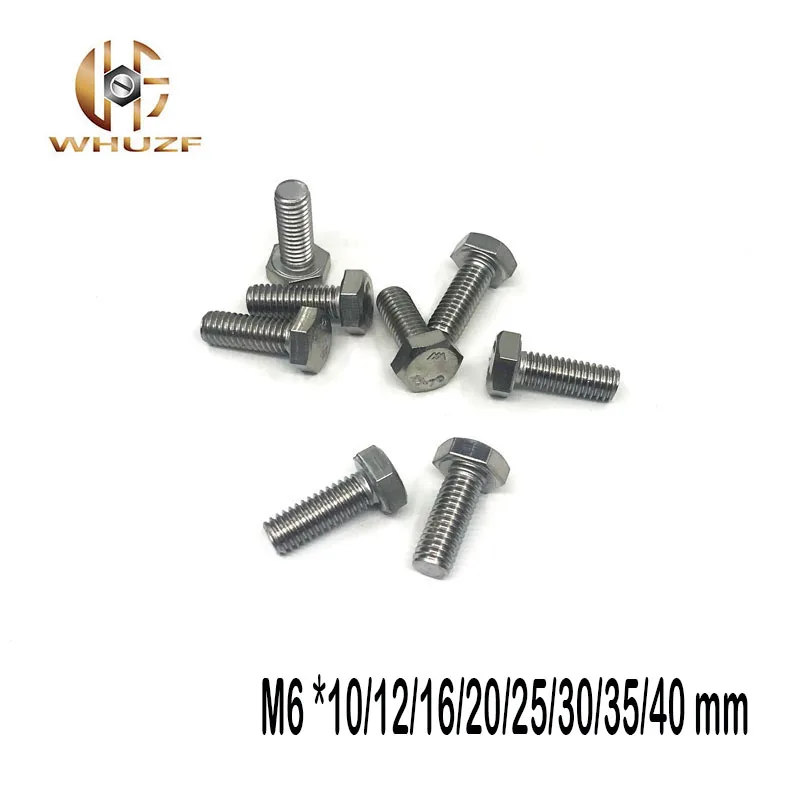 

30PCS M6 *10/12/16/20/25/30/35/40 mm DIN933 External Hex Hexagon Head Screw Full Thread 304 Stainless Steel Bolt Machine Screw