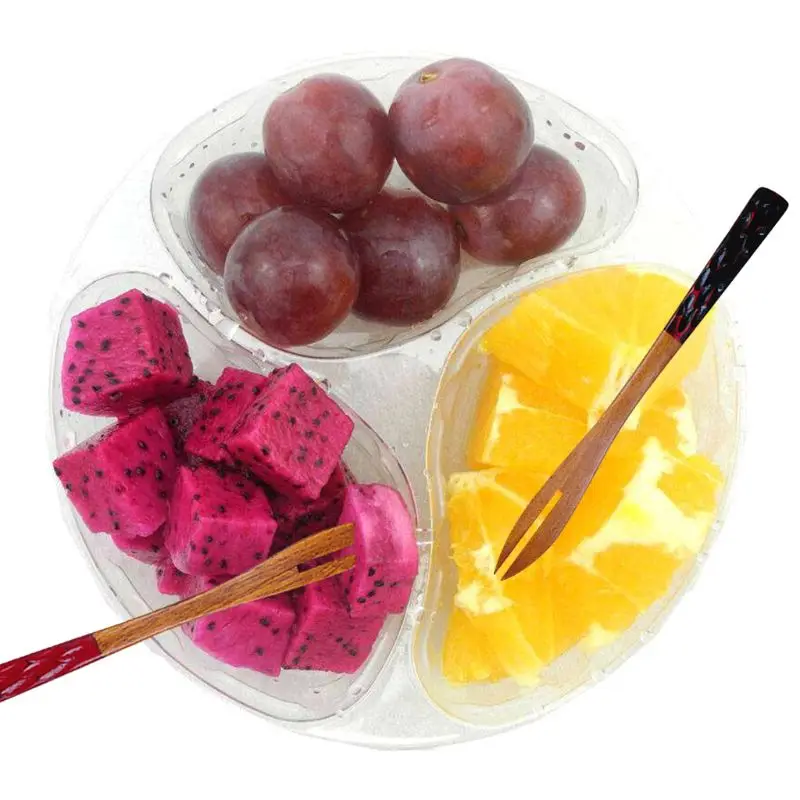 Мини натуральная древесина 2 зубья вилка десертный Торт фруктовый салат столовые