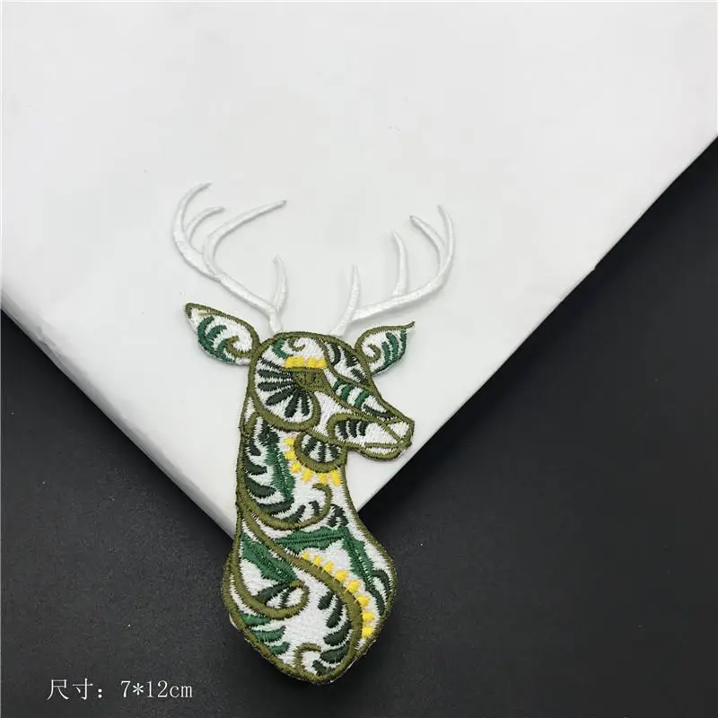 20pcs Restoring Ancient Ways Fashion Embroidery Deer Head Animal Decorative Clothing Diy Patches T Shirt/jeans Bloem Applique | Дом и сад