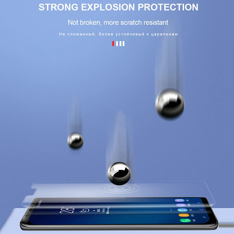 Изогнутое закаленное стекло с жидким УФ покрытием для Samsung Galaxy S20 S21 Plus S8 9 10 Note 8