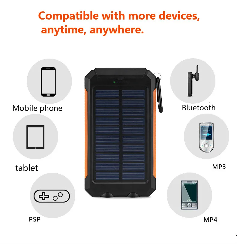 solar power bank real 20000 mah dual usb external waterproof polymer battery charger outdoor light lamp powerbank ferisi free global shipping